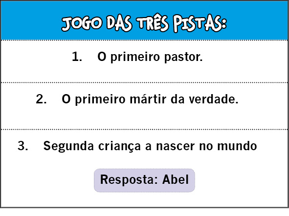 Artes: Jogo das três pistas - Um jogo bíblico para EBD, Culto Infantil   estudando e aprendendo a palavra de Deus!